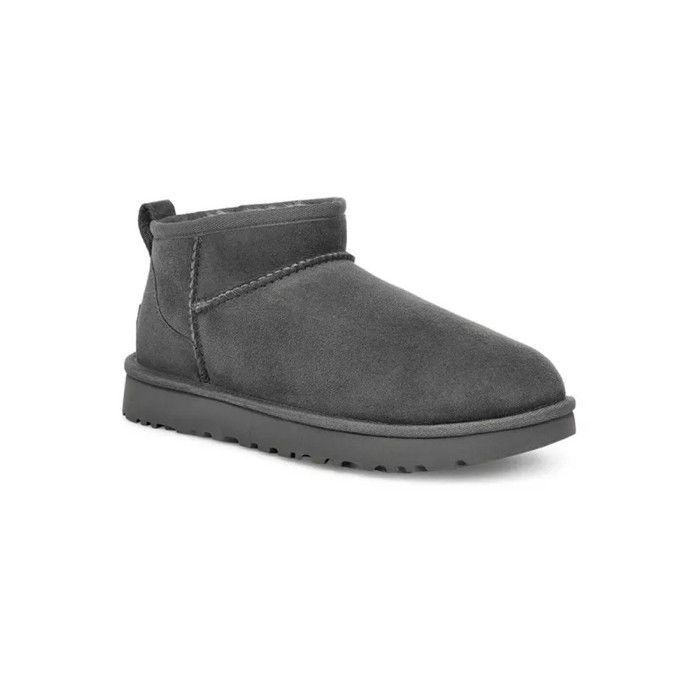 Boots UGG CLASSIC ULTRA MINI Femme Cuir Gris Plat Gris Cdiscount Chaussures