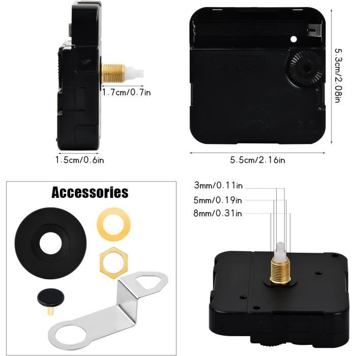 4 Pcs Mécanisme Horloge Silencieux, Mouvement d'Horloge à Quartz avec 4