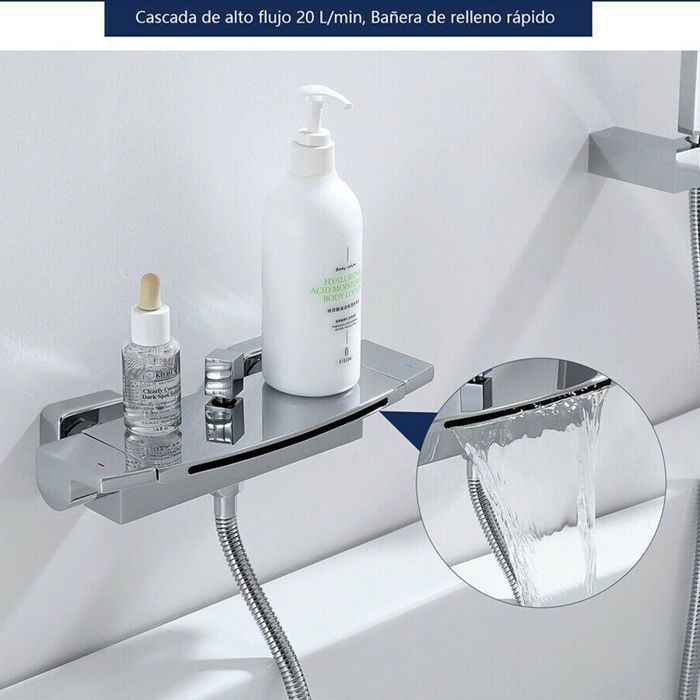 Robinet De Salle De Bain Cascade Noir Montage Mural-Mitigeur De