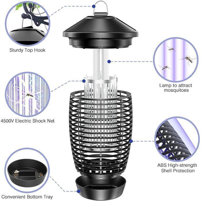 Palone PALONE Appareil Anti-Moustique Électrique 4500V–20W UV 365nm–Tue ...