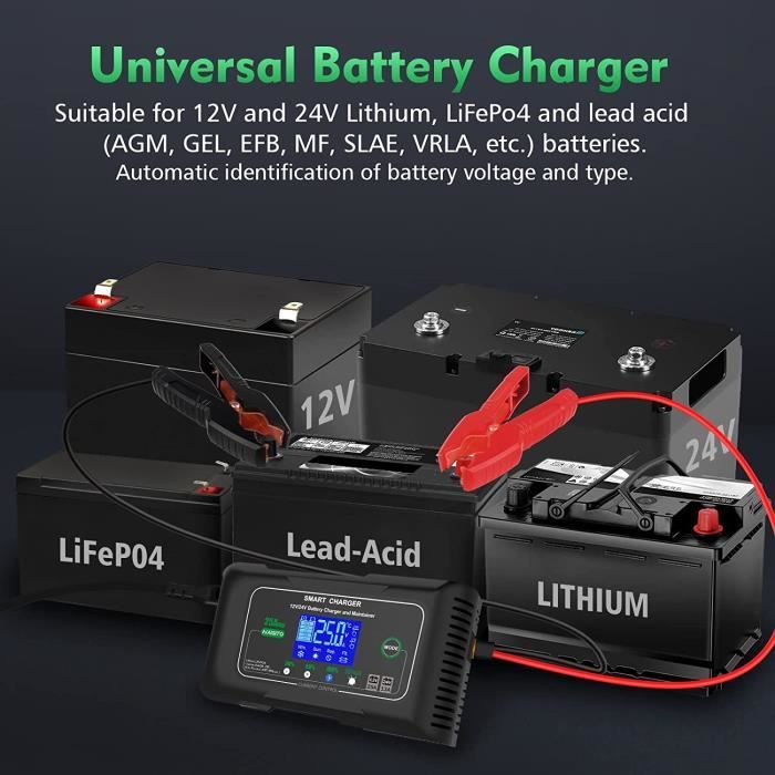 Chargeur de Batterie Auto Rapide 12V, Mainteneur de Batterie