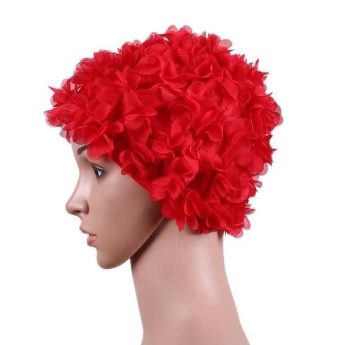 Medifier Bonnet de bain en silicone élastique avec motif floral pour femme  Convient aux cheveux longs