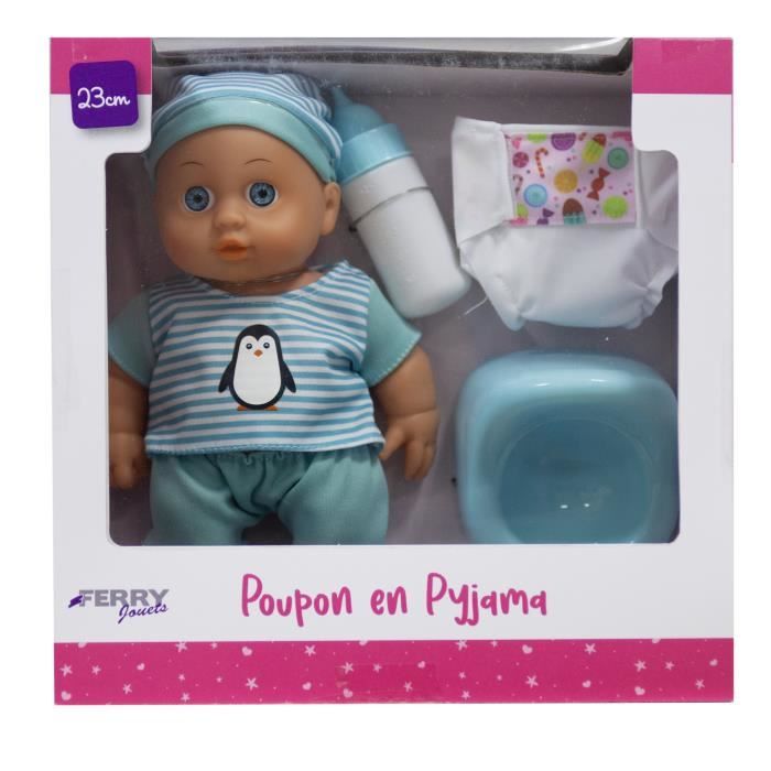 Poupon 23 cm avec accessoires pot et biberon + couche - Cdiscount Jeux -  Jouets