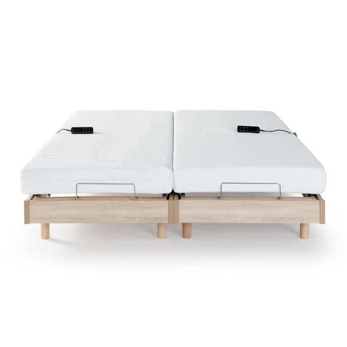 Lot De 2 Lits électriques De Relaxation Multi Lattes Chêne Clair 2x80 X 200 96297331