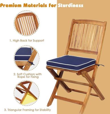 GOPLUS Salon de Jardin Exterieur 2 Personnes, Table Bistrot en Bois Acacia avec 2 Chaises 2 Coussins Amovibles, 3PCS Table Balcon 2 Places Pliante pour Terrasse, Cours(Rouge