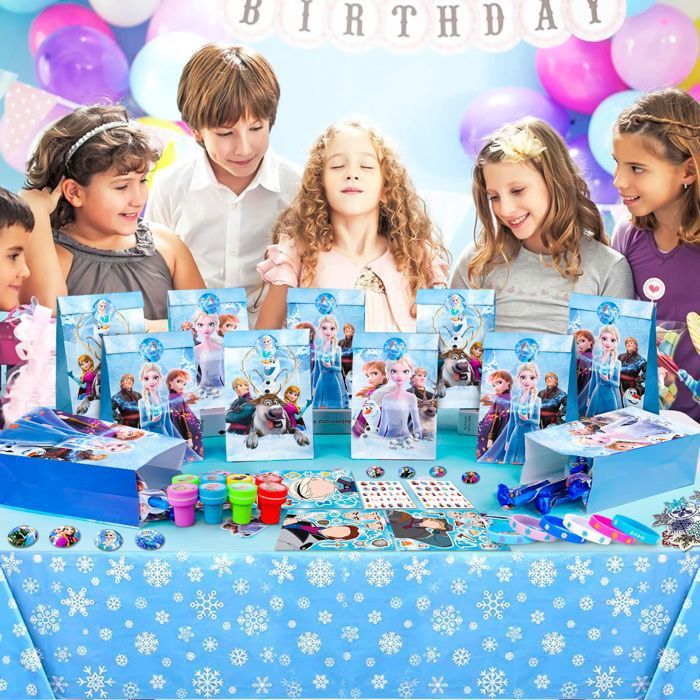 Pack Anniversaire La Reine Des Neiges Frozen – 84 Pièces : Ballons, Bracelets, Stickers, Sacs Cadeaux Pour Une Fête Magique