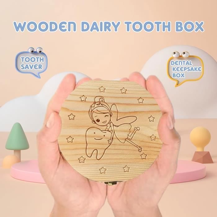 Boîte à Dents De Lait En Bois - Avec Clip - Ranger Souvenirs Bébé - Personnalisable - Cadeau Fille Ou Garçon