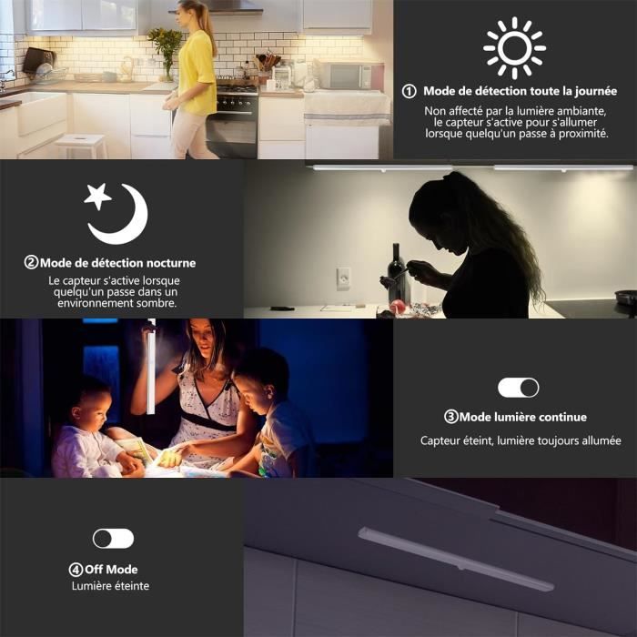 Blanc - Sans Fil LED Lumière de Nuit Capteur De Mouvement Lumière Placard  Lampe De Nuit Pour Cuisine Chambre - Cdiscount Maison