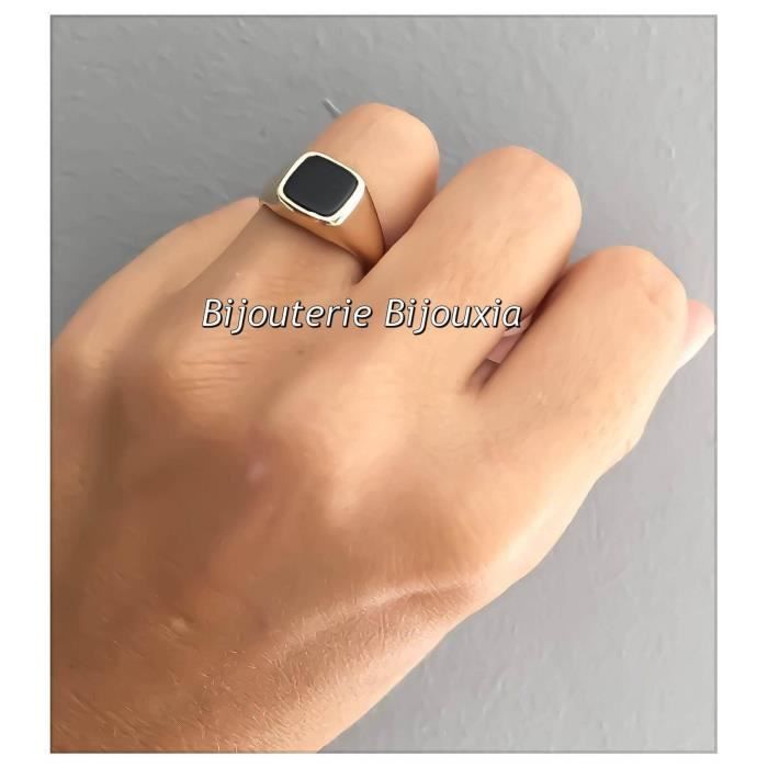 Bague Chevalière Onyx Plaqué Or 18 CARATS Tailles CHOIX 46 à T68 52