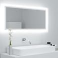 Miroir Décoratif à LED de salle de bain Blanc 100cm - Contemporain - Design - Bois massif - A suspendre-0