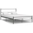 Cadre de lit en métal gris pour adulte - MOO - 160 x 200 cm - Lattes solides et confortables-0