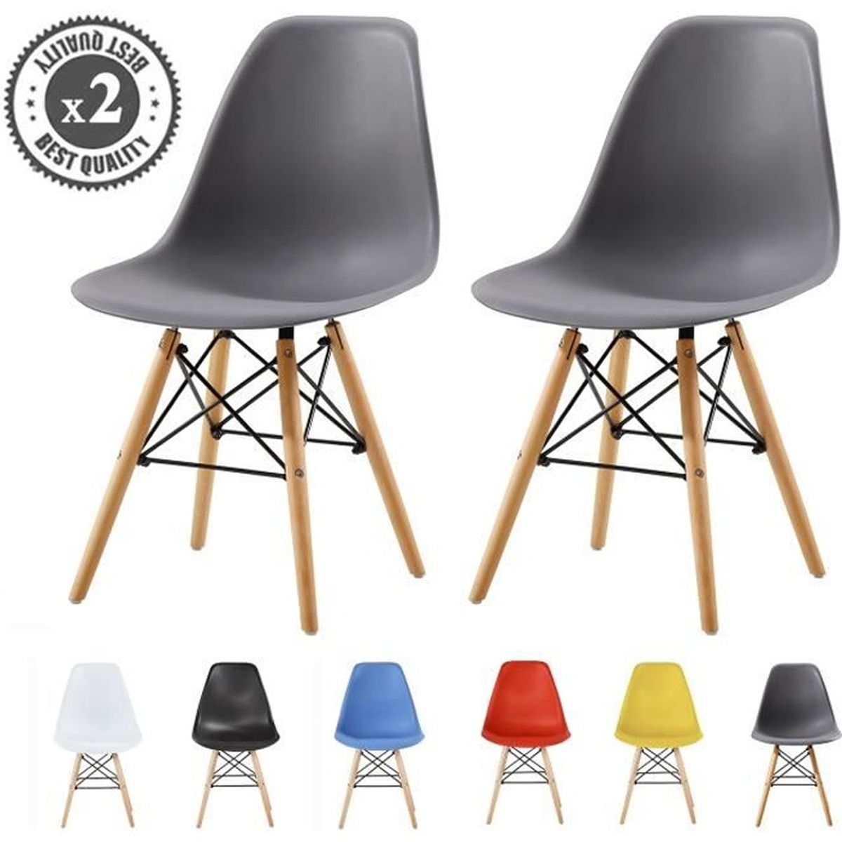 Menzzo Dima Lot De 2 Chaises Scandinave Vintage Gris 51 X 51 X 72 Cm Bois Salle A Manger Ameublement Et Decoration