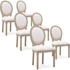 INTENSE DECO Lot de 6 chaises médaillon Louis XVI tissu Beige
