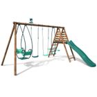 SOULET Portique en bois rond 4 agrès avec face à face et toboggan JACINTHE