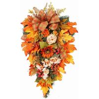 Couronne de fleurs, décoration automnale de 50 cm avec des tournesols,pour la décoration de la porte lors de la fête de