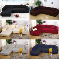 Housse de canapé d'angle en polyester 3 + 2 places protection en forme de L pour meubles de maison (noir)-XIL