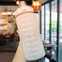 Gourde,Marqueur de temps bouteille d'eau à boire , grande capacité, tasse en plastique pour l'entraînement de - Pink-2.0L[B]