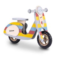 Beeloom - RAINBOW SCOOTER - draisienne en bois, design multicolore, style VESPA, deux roues sans pédales pour enfants + 2 ans