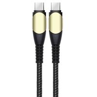 Câble USB-C vers USB-C Charge Rapide 60W pour OPPO A16 A16s A53 A53S A54 A55 A56 A72 A93 A93s - Nylon Renforcé Noir 1M