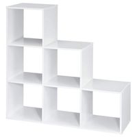 Bibliothèque étagère 6 cube LEYTN - Meuble de rangement contemporain - Blanc - 90 x 30 x 90 cm