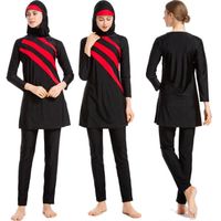 Maillot de Bain Musulman Ensemble de Burkini pour Femmes Hijab Couverture Complète Séchage Rapide Beachwear Noir
