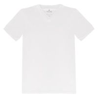 Homme Col V T-shirt blanc qualité sans étiquette long doux encolure et manches côtelées, respirant en coton - lot de 2
