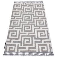 Tapis MAROC P655 labyrinthe, grec gris / blanc Franges berbère marocain shaggy - 180x270 cm