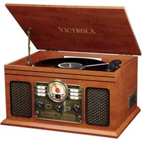 Platine vinyle VICTROLA Classic 6 en 1 stéréo - Acajou - Radio, cassette, lecteur CD - Garantie 2 ans