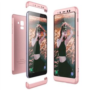 COQUE - BUMPER Etui en PC Matere Samsung Galaxy A8 Plus 2018,Ultra-Mince 3 Part Combinaison Dur Rigide Coque,360 Degrés Protecteur Rose Gold