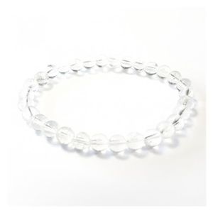 Bracelet Cristal de Roche 18cm Pierres boules 8mm Sans fermoir