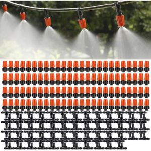 BRUMISATEUR D'EXTÉRIEUR Lot de 100 micro pulvérisateurs à débit réglable pour irrigation de jardin, têtes de brumisateur avec kit de brumisation d'irr[383]