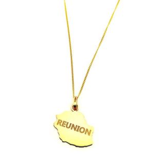 Diamantly Enfant -Bebe-Adulte Pendentif or Carte Reunion Paille - Unisex or 375//1000 9 Carats