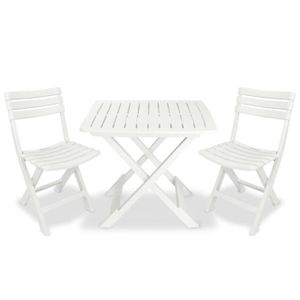 Ensemble table et chaise de jardin LIU-7385062511323-Ensemble de bistro pliable 3 pcs Plastique Blanc