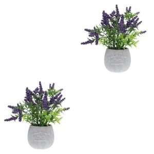 Fleurs artificielles de Lavande en Pot Imitation Lavande floquée dans Un Pot en Bois Rustique d/'intérieur ou d/'extérieur