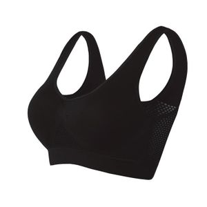 SOUTIEN-GORGE Soutien-gorge de sport sans couture pour femmes, soutien-gorge de yoga respirant sans fil avec coussin amovible Noir