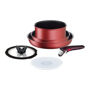 Poele Tefal Batterie Cuisine Tefal Ingenio IH Rose 10 Pièces - Induction + Tous Feux, Anti-adhésif Titanium 6X, Poêles, Casseroles Batterie Tefal Ingenio