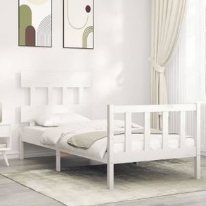 STRUCTURE DE LIT vidaXL Cadre de lit et tête de lit blanc 100x200 c