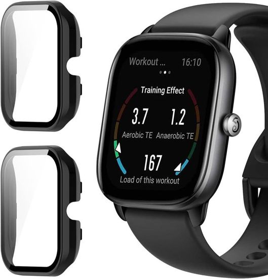 Coque Protection Amazfit Balance 2 – 2 Pièces (cadre PC + Verre Trempé) – Noir – Anti-rayures, Anti-chocs