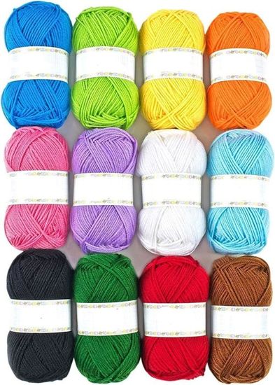 Laine à Tricoter 12 Couleurs - Pelotes Acrylique 50g - DIY Écharpes & Accessoires