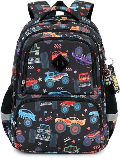 IvyH Cartable Garçon Primaire Ergonomique 20L - Sac à Dos École 8-12 Ans - Imperméable Bleu Marine Rouge