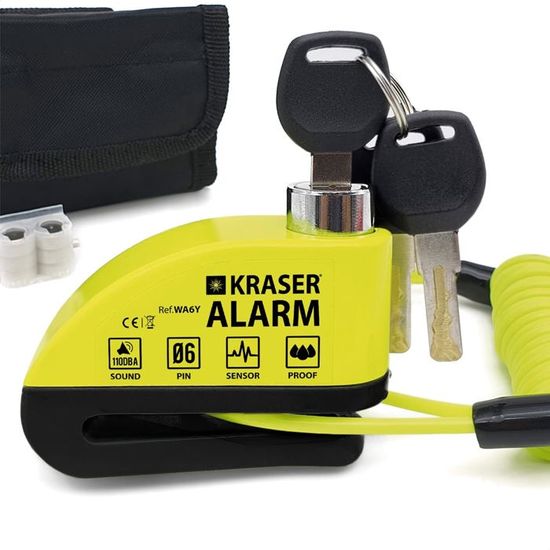 Antivol Moto Alarme 110 DB - Bloque Disque Rechargeable USB, Câble 1,5 M, 2 Clés, Universel - 2