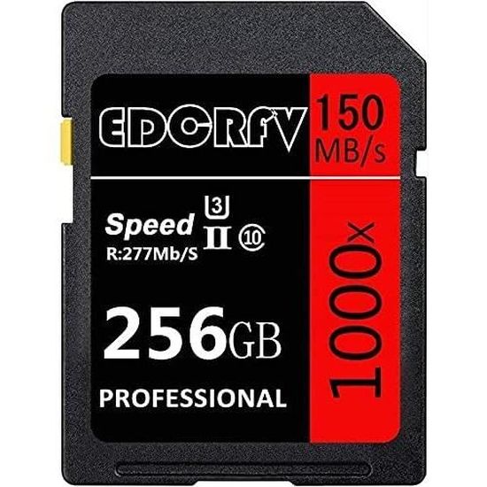Speed SD Carte mémoire SD 256 Go SDXC UHS-I/U3 Compatible avec appareils Photo et caméscopes 