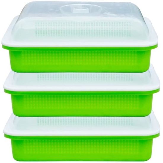 CYEER Lot De 8 Plateaux De Germination Pour Germes - 34 X 25 X 11 Cm - Pour La Culture De Haricots Mungo - Alfalfa - Agrume De Blé