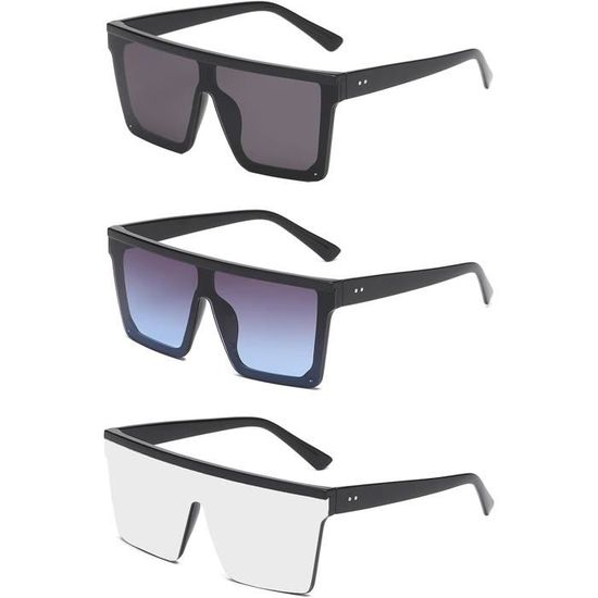 YAMEIZE Lunettes De Soleil Polarisées Tendance - Pour Homme Et Femme - Vintage - Anti-reflet - Protection UV400 - Rectangulaire - À Porter Par-dessus Les Lunettes De Conduite, Noir/gris