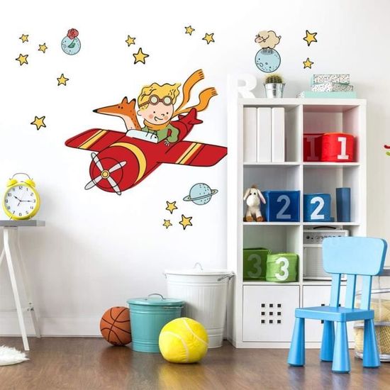 Autocollants Muraux Le Petit Prince - Effet Tissu Doux - 100x30 Cm - Repositionnables - Chambre Bébé