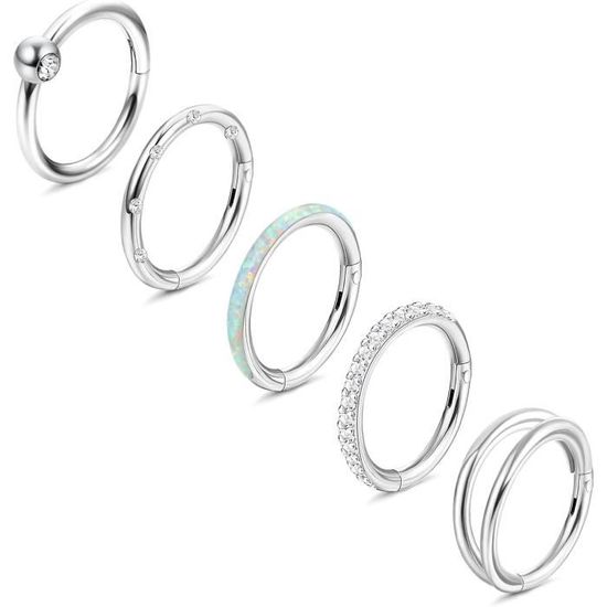 Lot De 4 Anneaux De Piercing Nez Dochais - Acier Inoxydable, 16G/18G/20G, 8mm/10mm, Argent/Or