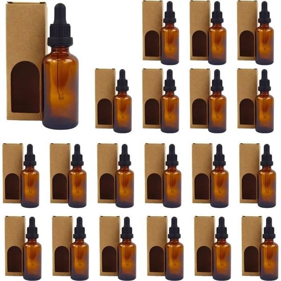 50 Flacons Verre Ambré 30ml Avec Pipette - Pour Huiles Essentielles, Aromathérapie - Qualité Alimentaire