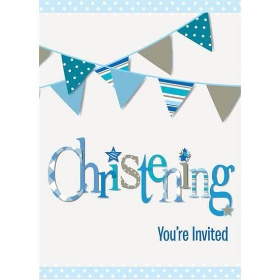 Bapteme En Bleu Cartes D Invitation Avec Enveloppes Pack De 8