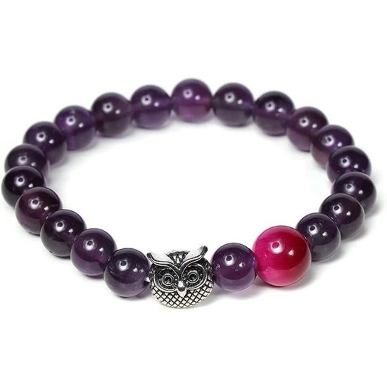 Bracelet Améthyste Naturelle 8mm Perles – Bracelet Extensible Élégant Pour Femme, Cadeau Parfait Noël, Anniversaire Ou Saint-Valentin