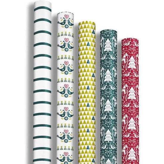 1 rouleau de papier cadeau - 0,70 x 2 m - Collection Beaux Arts - Modèles assortis - Papiers